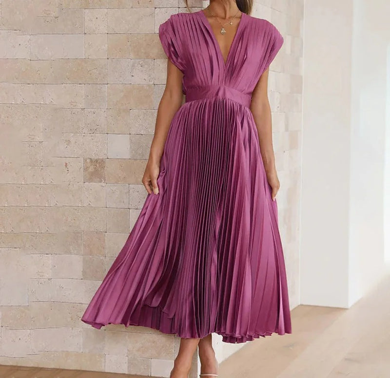 Vestido Maria Teodora - Plissado - Roxo