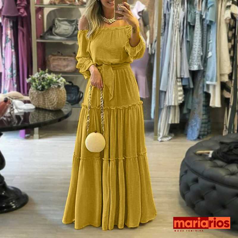 Vestido Maria Mônica - Mostarda