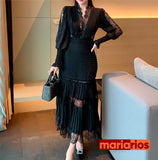 Vestido Maria Angela - Preto com Fundo Claro