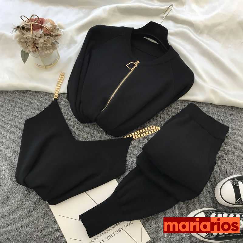 Conjunto de Tricot Maria Cristina - 3 Peças - Preto