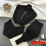 Conjunto de Tricot Maria Cristina - 3 Peças - Preto