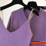 Conjunto de Tricot Maria Cristina - 3 Peças - Roxo