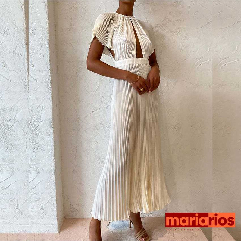 Vestido Maria Anne - Branco Plissado
