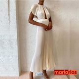 Vestido Maria Anne - Branco Plissado