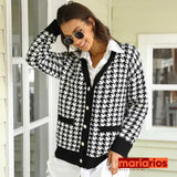 Cardigan Xadrez Maria Isadora - Preto e Branco