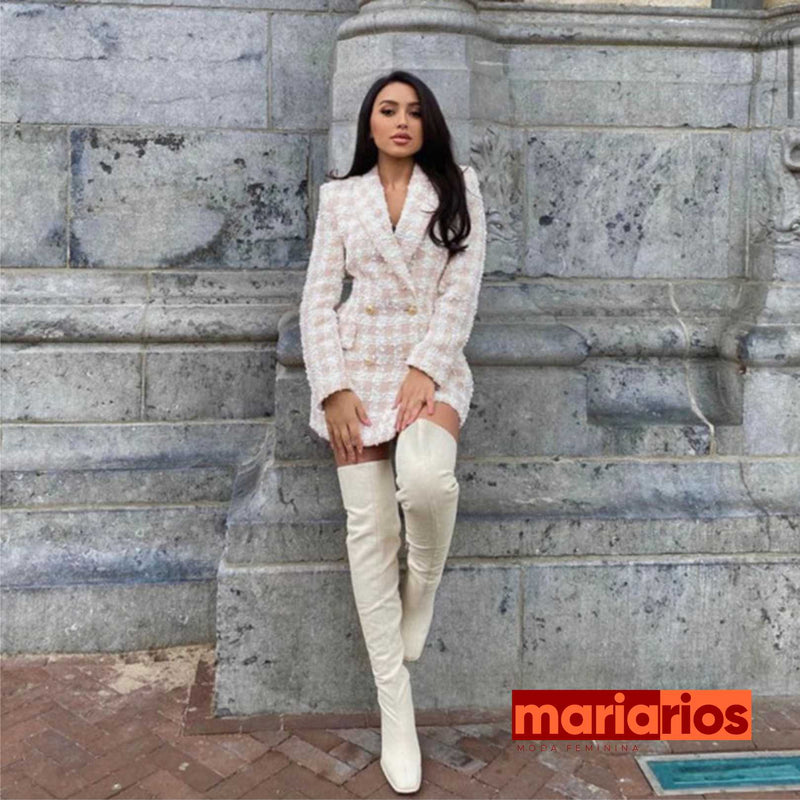 Blazer Maria Caciana - Nude e Branco