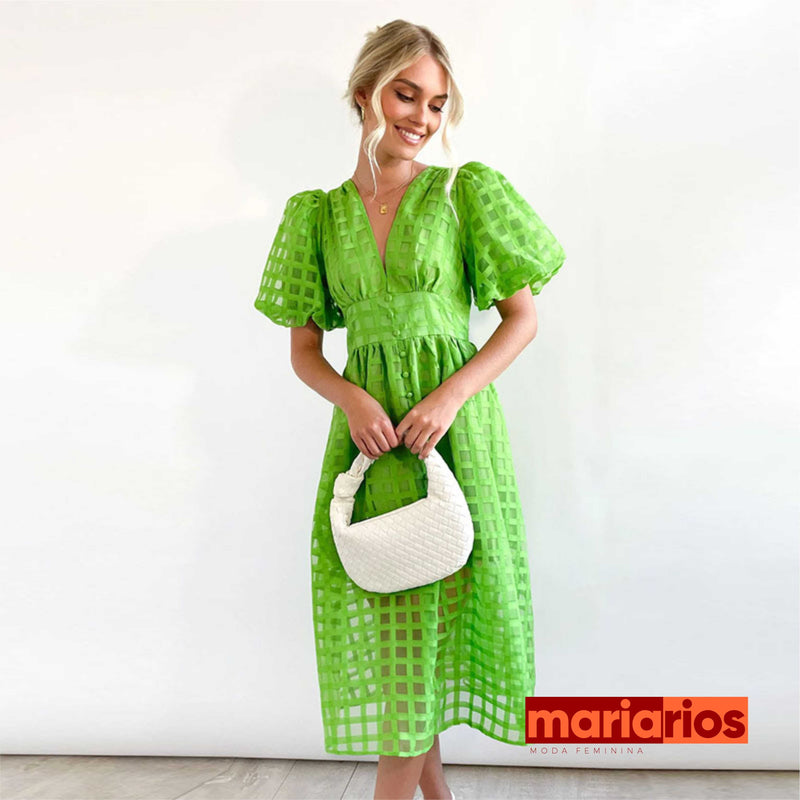 Vestido Maria Hannah - Verde Limão
