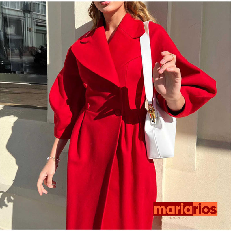 Sobretudo Maria Teodora - Lã  - Vermelho