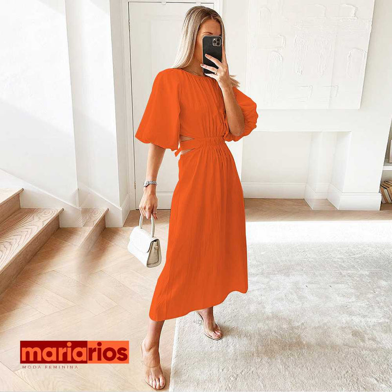 Vestido Maria Luciana - Laranja